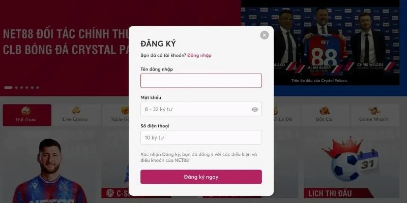 Các Bước Để Đăng Ký Tại Net88